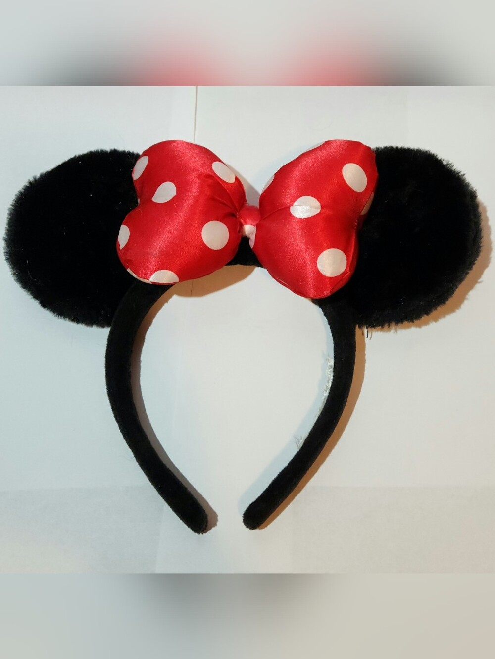 Disney Parks Black Minnie Mouse Ear Headband with Red Polka Dot Bow
